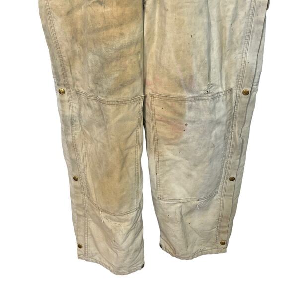Carhartt VTG Coverall Insulated Double Front Knee Bib Overalls FLAW Tan 42x29 - Picture 5 of 10